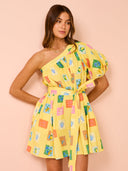 Vestidos Cortos Pine Frutas Un Hombro