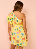 Vestidos Cortos Pine Frutas Un Hombro