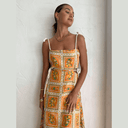 Vestidos Largos Pine Mosaico Naranja